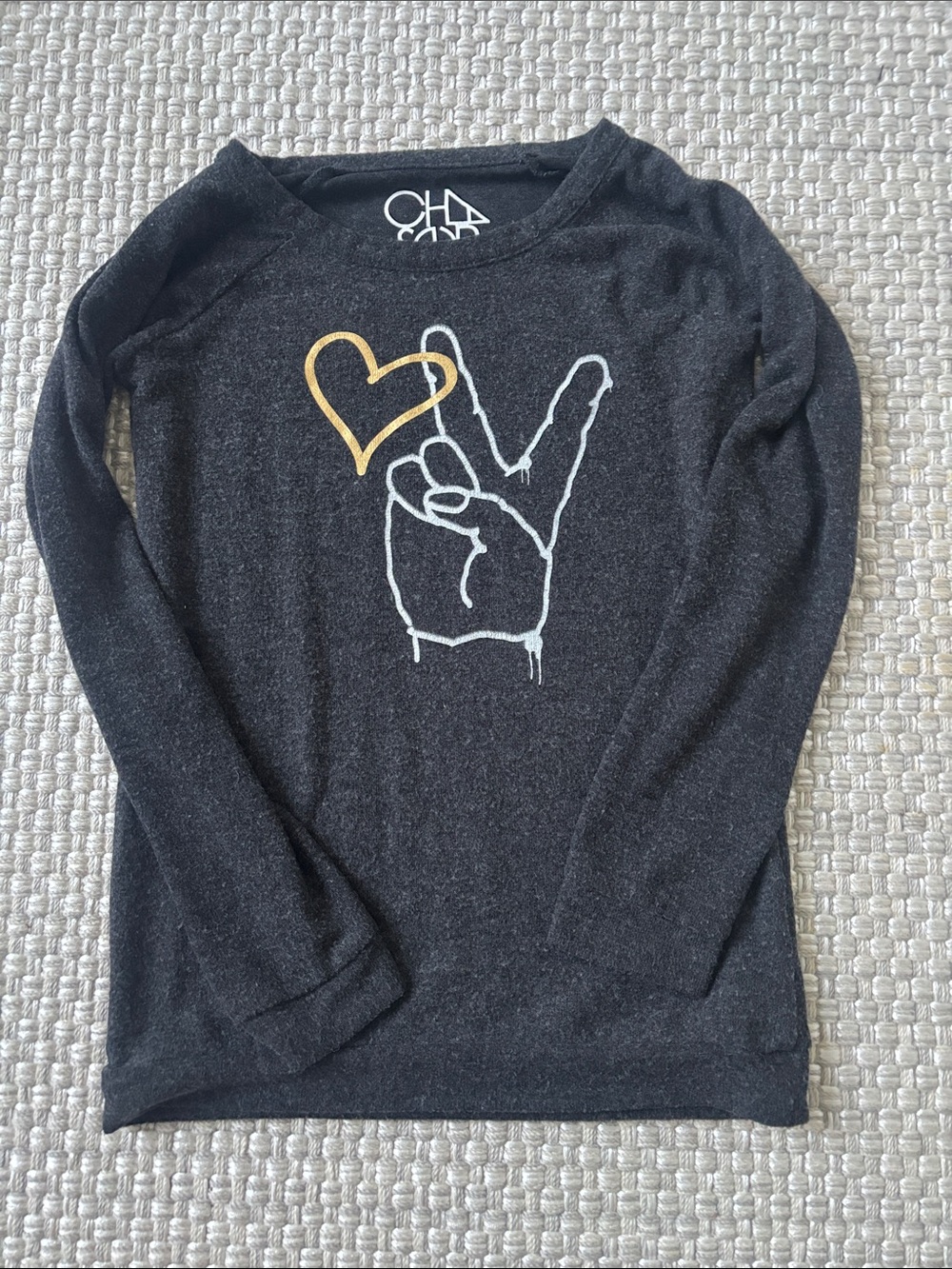 Chaser Black Long-Sleeve Graphic Heart & Peace Tee